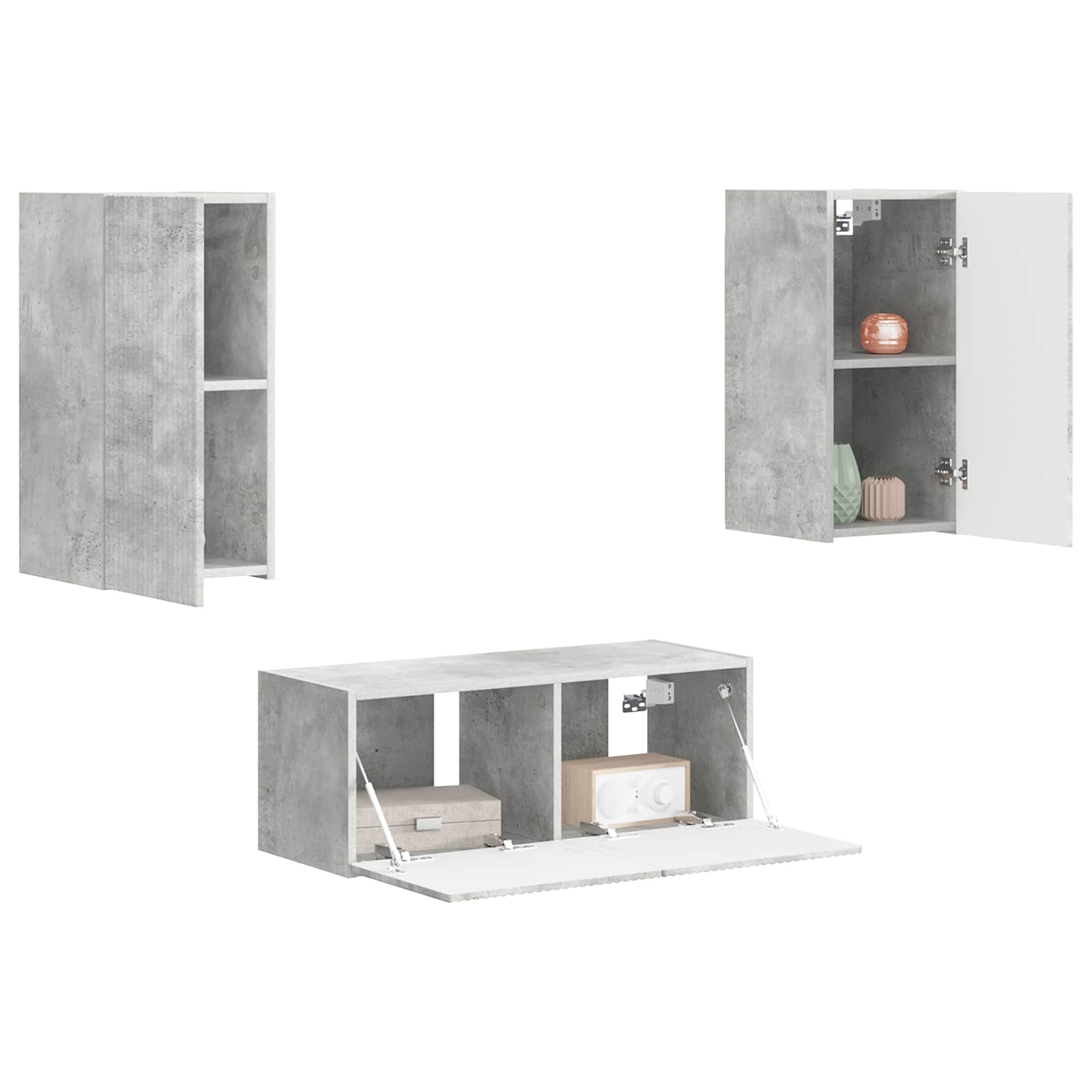 TV-Schrankset Wandmontiert 2 pcs Beton Grau Holzwerkstoff