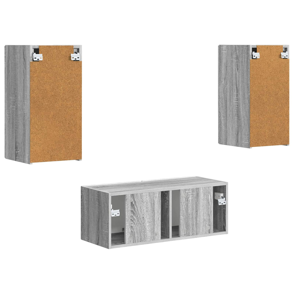 TV-Schrankset Wandmontiert 2 pcs Graues Sonoma Holzwerkstoff