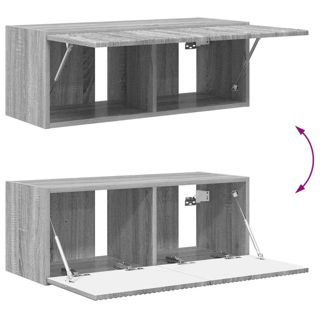 TV-Schrankset Wandmontiert 2 pcs Graues Sonoma Holzwerkstoff