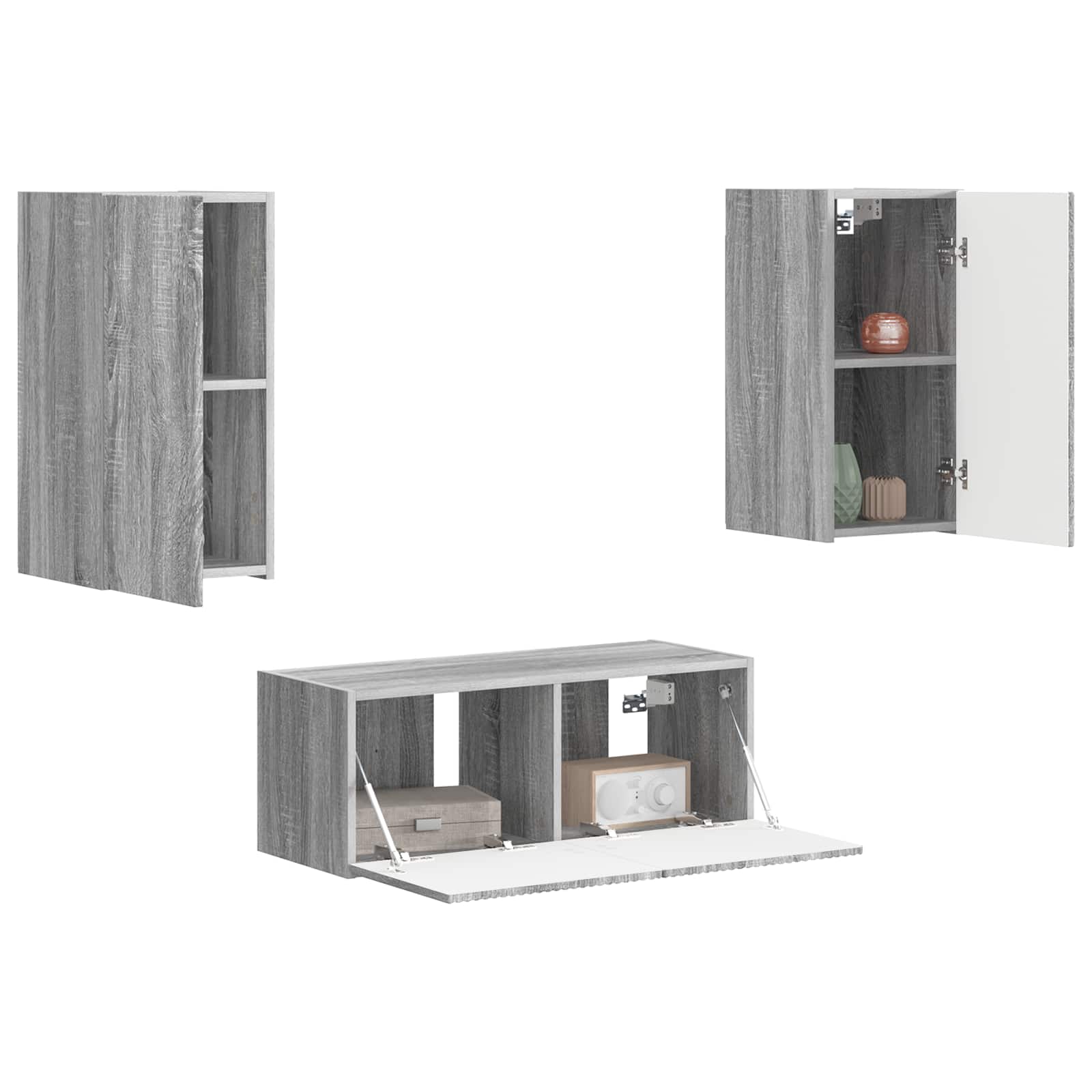TV-Schrankset Wandmontiert 2 pcs Graues Sonoma Holzwerkstoff