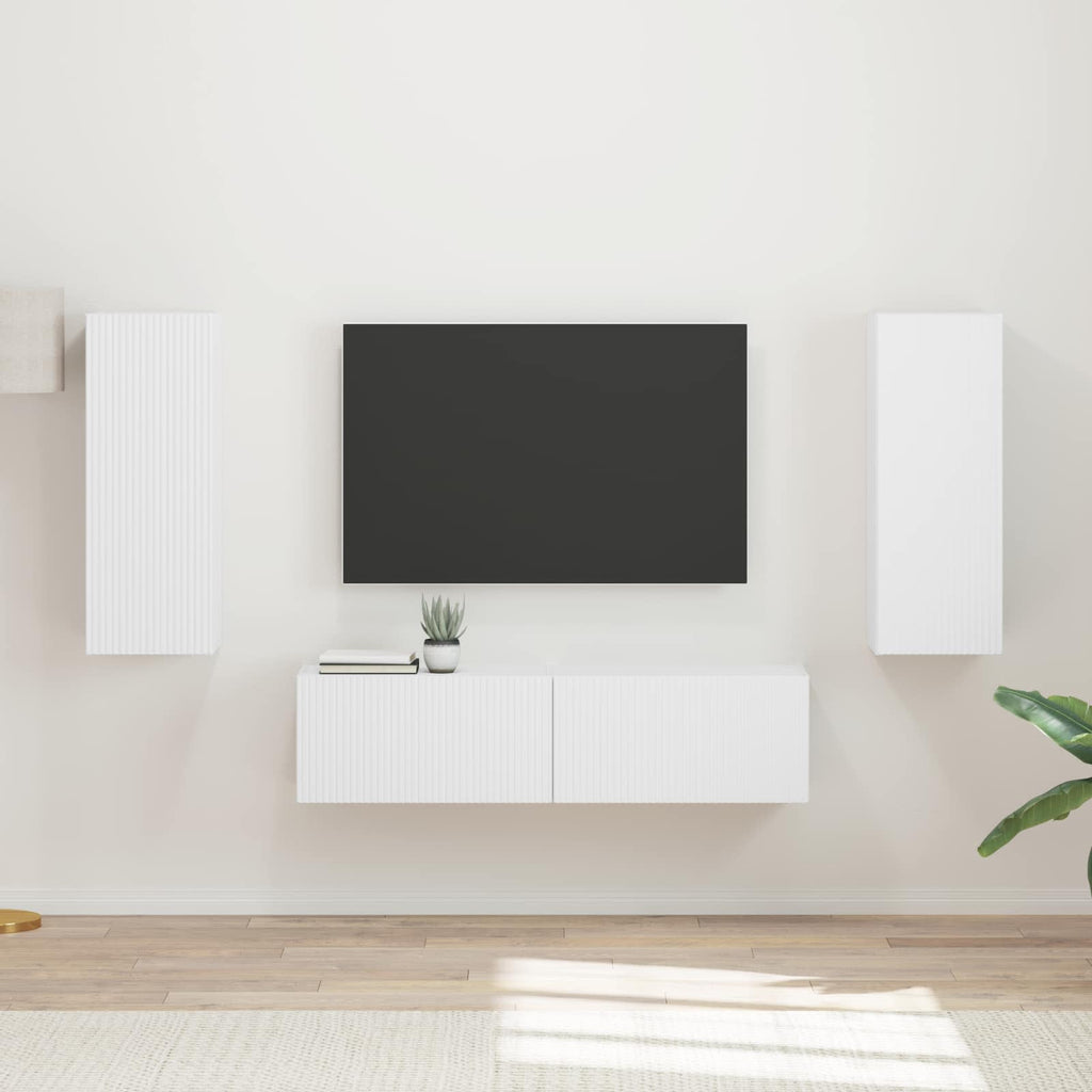 TV-Schrankset Wandmontiert 2 pcs Weiß Holzwerkstoff