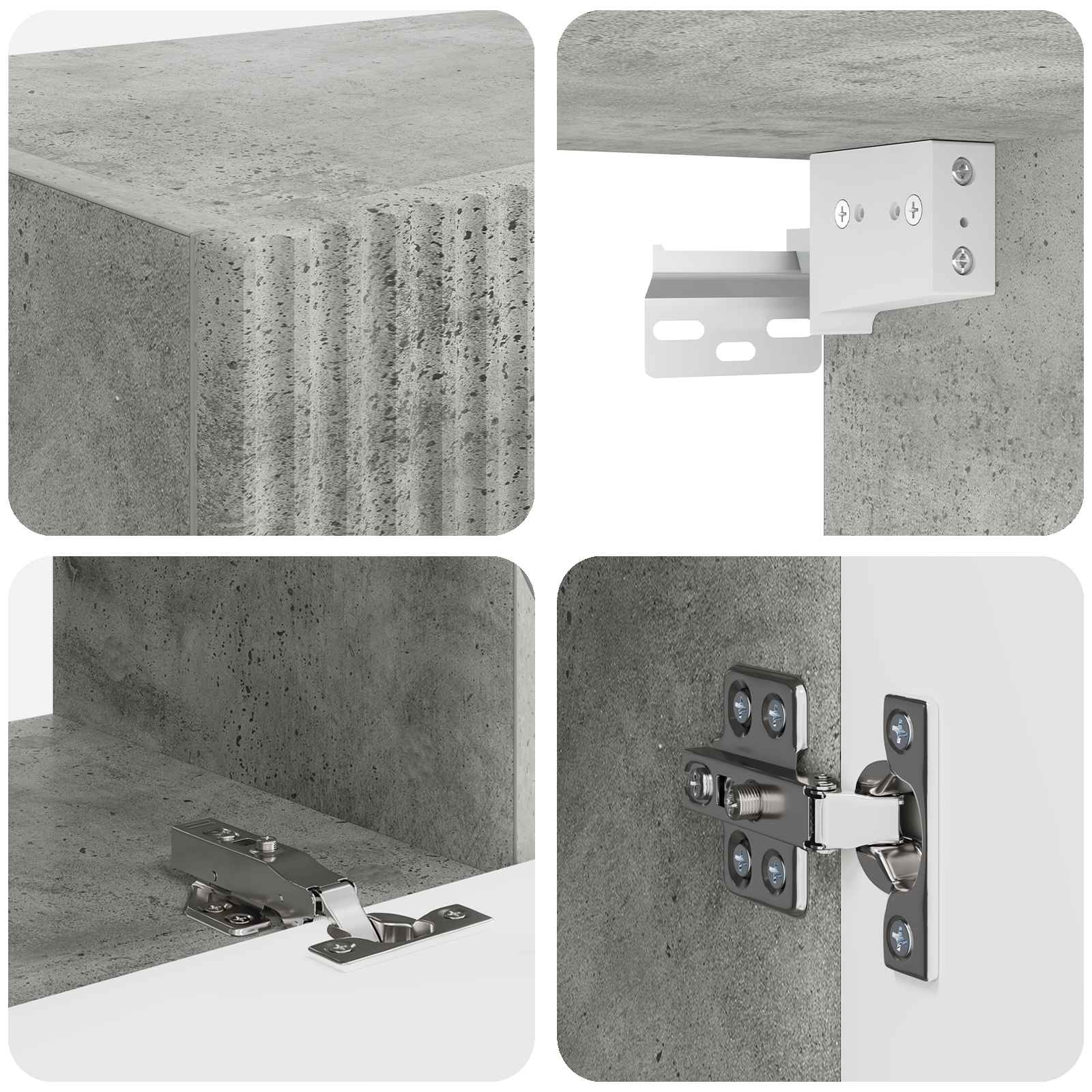 TV-Schrankset Wandmontiert 2 pcs Beton Grau Holzwerkstoff