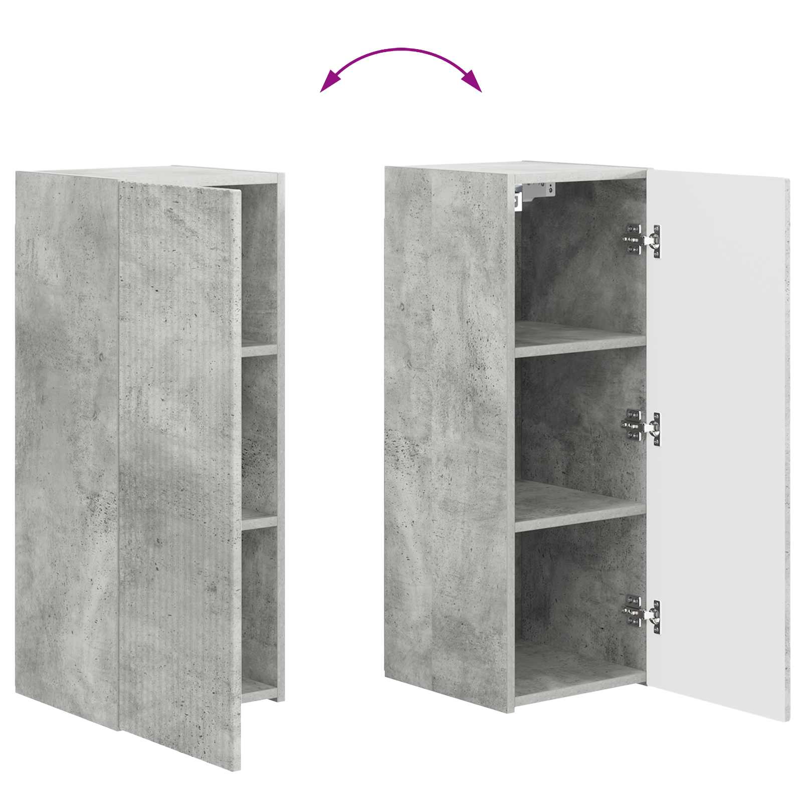 TV-Schrankset Wandmontiert 2 pcs Beton Grau Holzwerkstoff