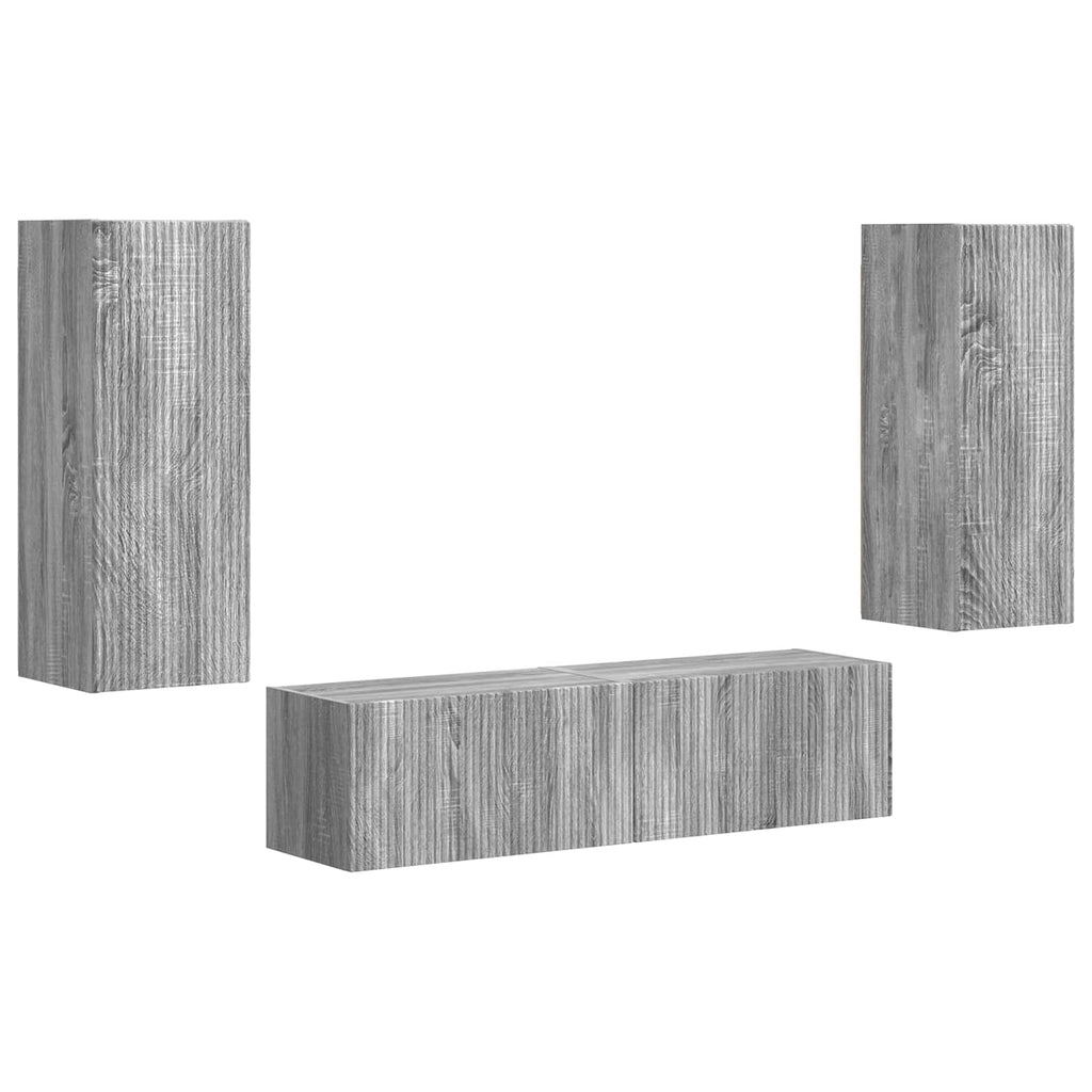 TV-Schrankset Wandmontiert 2 pcs Graues Sonoma Holzwerkstoff