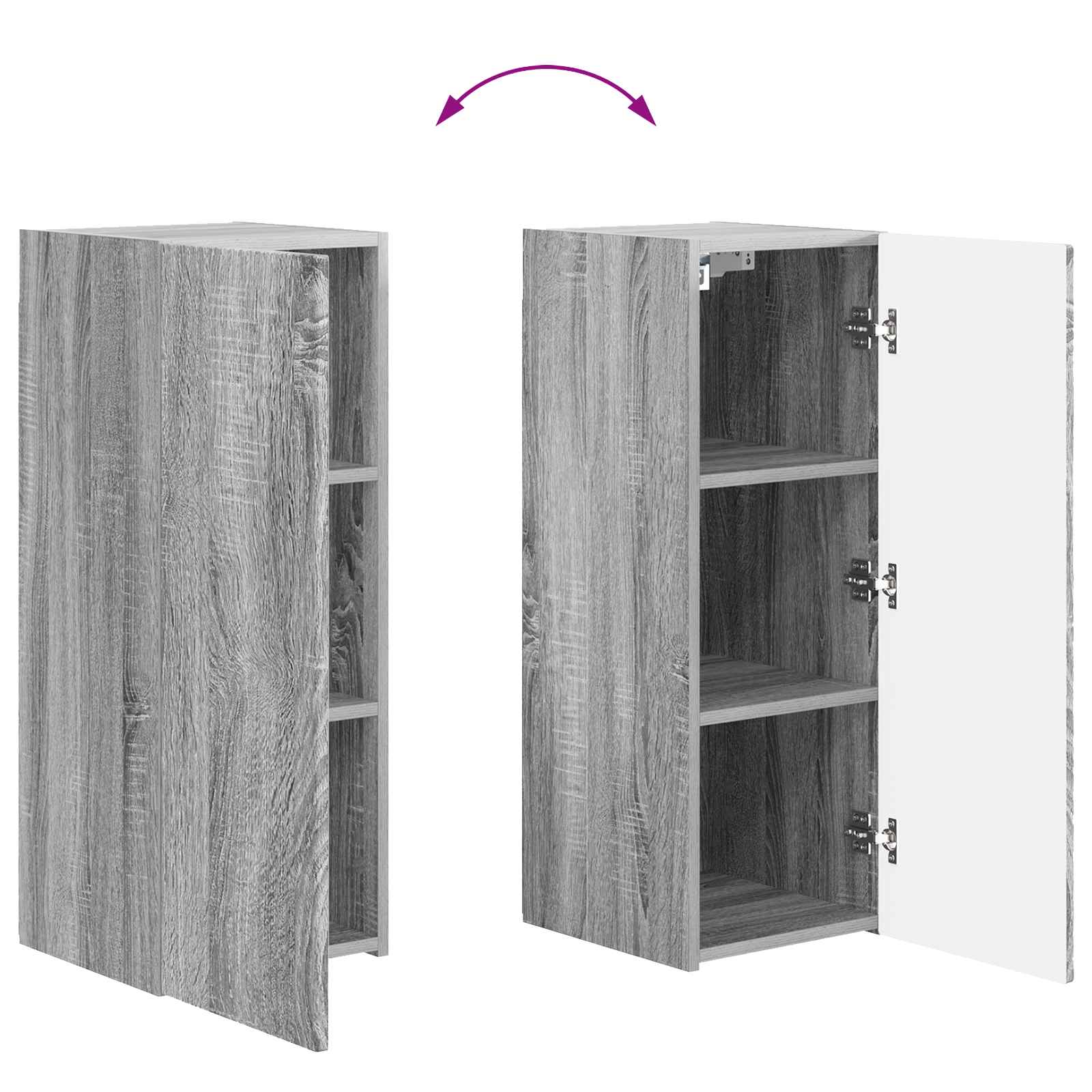 TV-Schrankset Wandmontiert 2 pcs Graues Sonoma Holzwerkstoff
