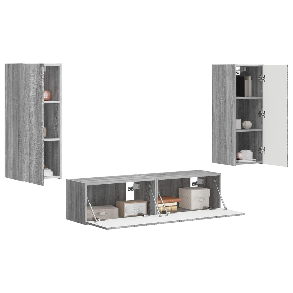 TV-Schrankset Wandmontiert 2 pcs Graues Sonoma Holzwerkstoff