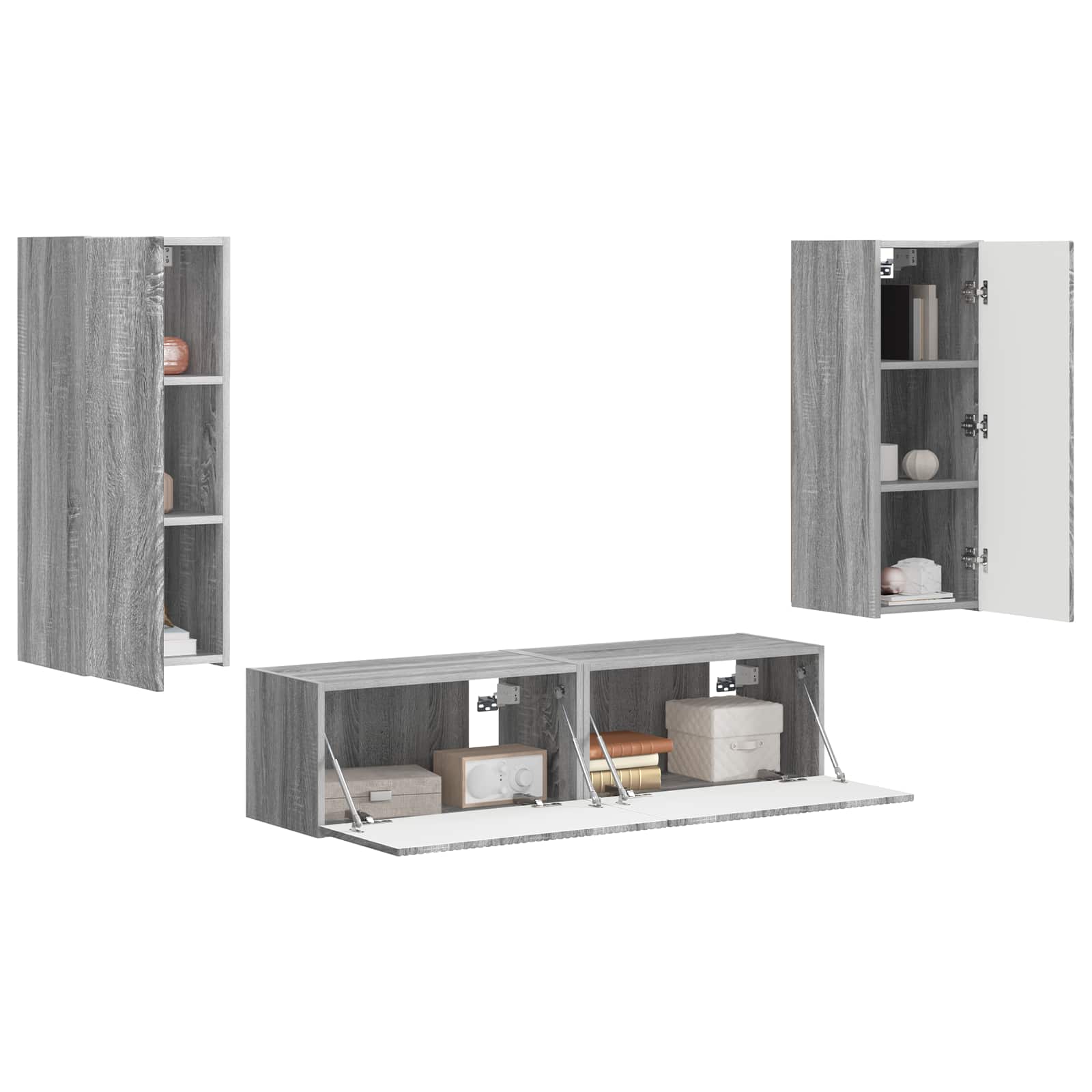 TV-Schrankset Wandmontiert 2 pcs Graues Sonoma Holzwerkstoff