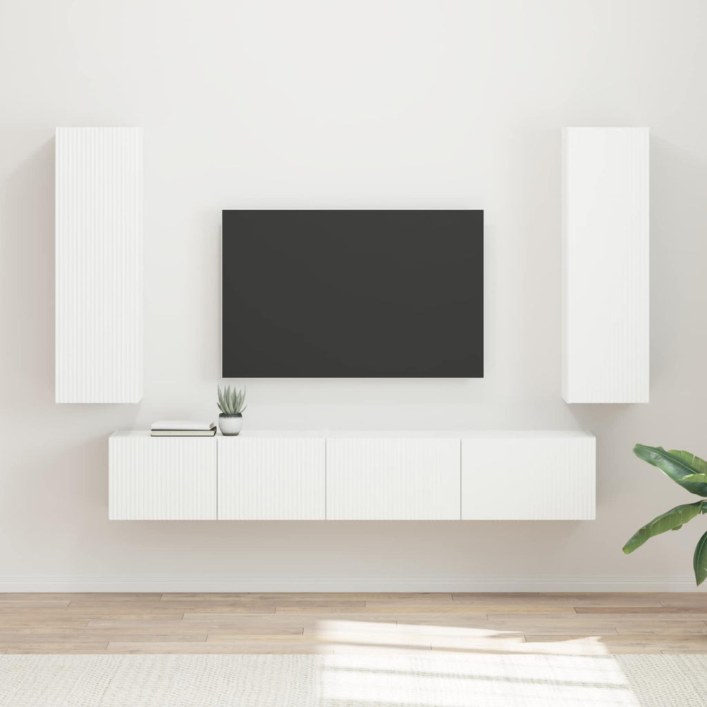 TV-Schrankset Wandmontiert 3 pcs Weiß Holzwerkstoff
