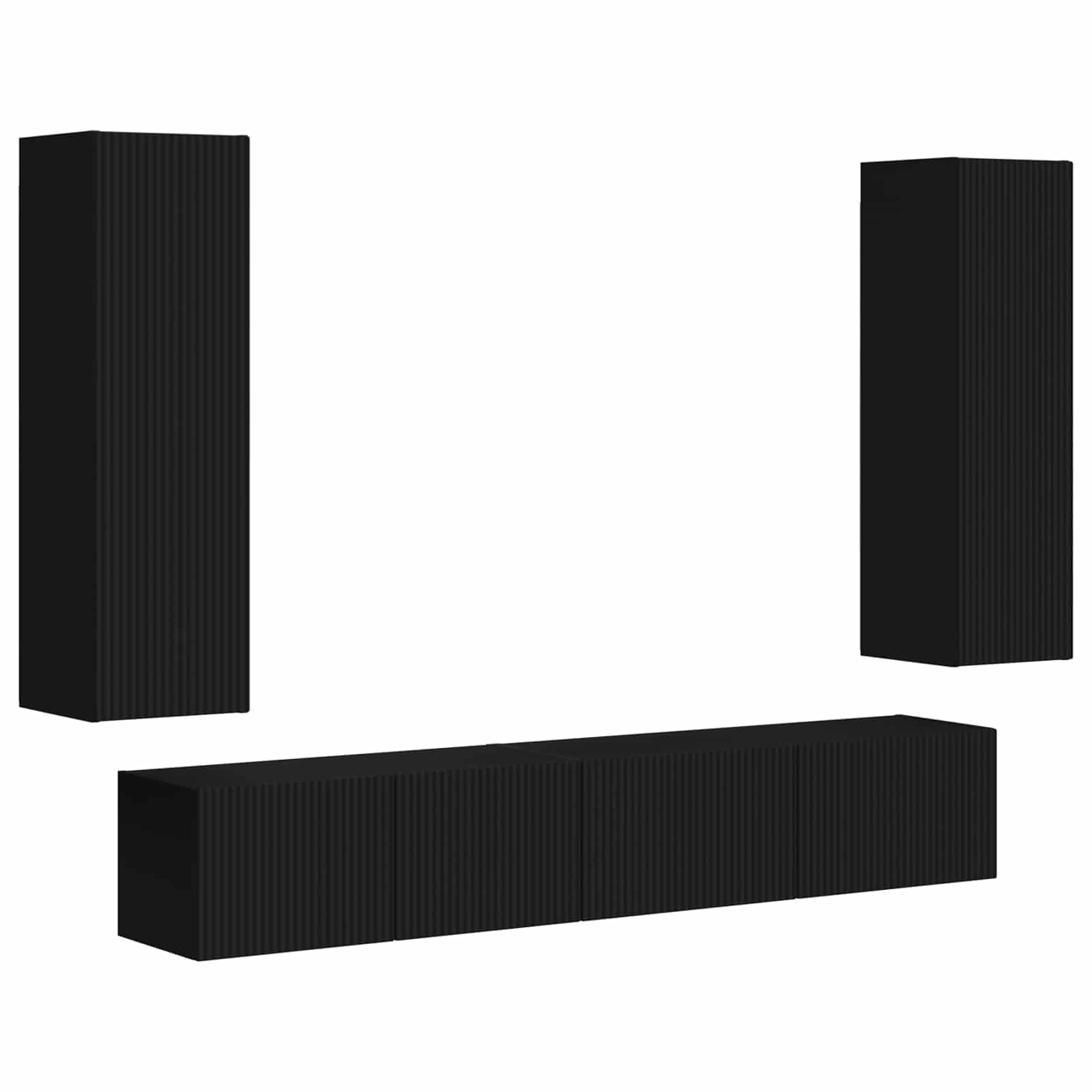 TV-Schrankset Wandmontiert 3 pcs Schwarz Holzwerkstoff