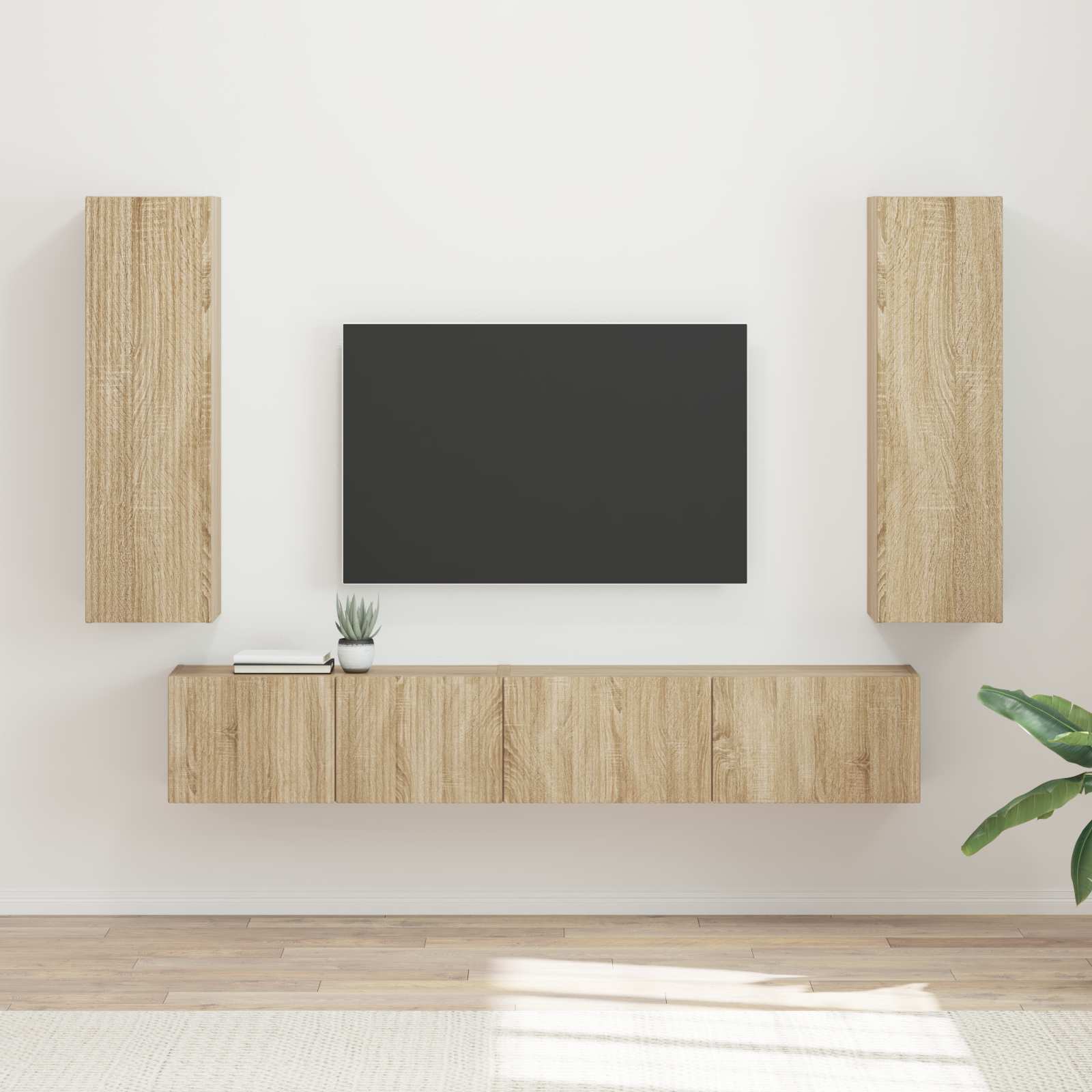 TV-Schrankset Wandmontiert 3 pcs Sonoma-Eiche Holzwerkstoff