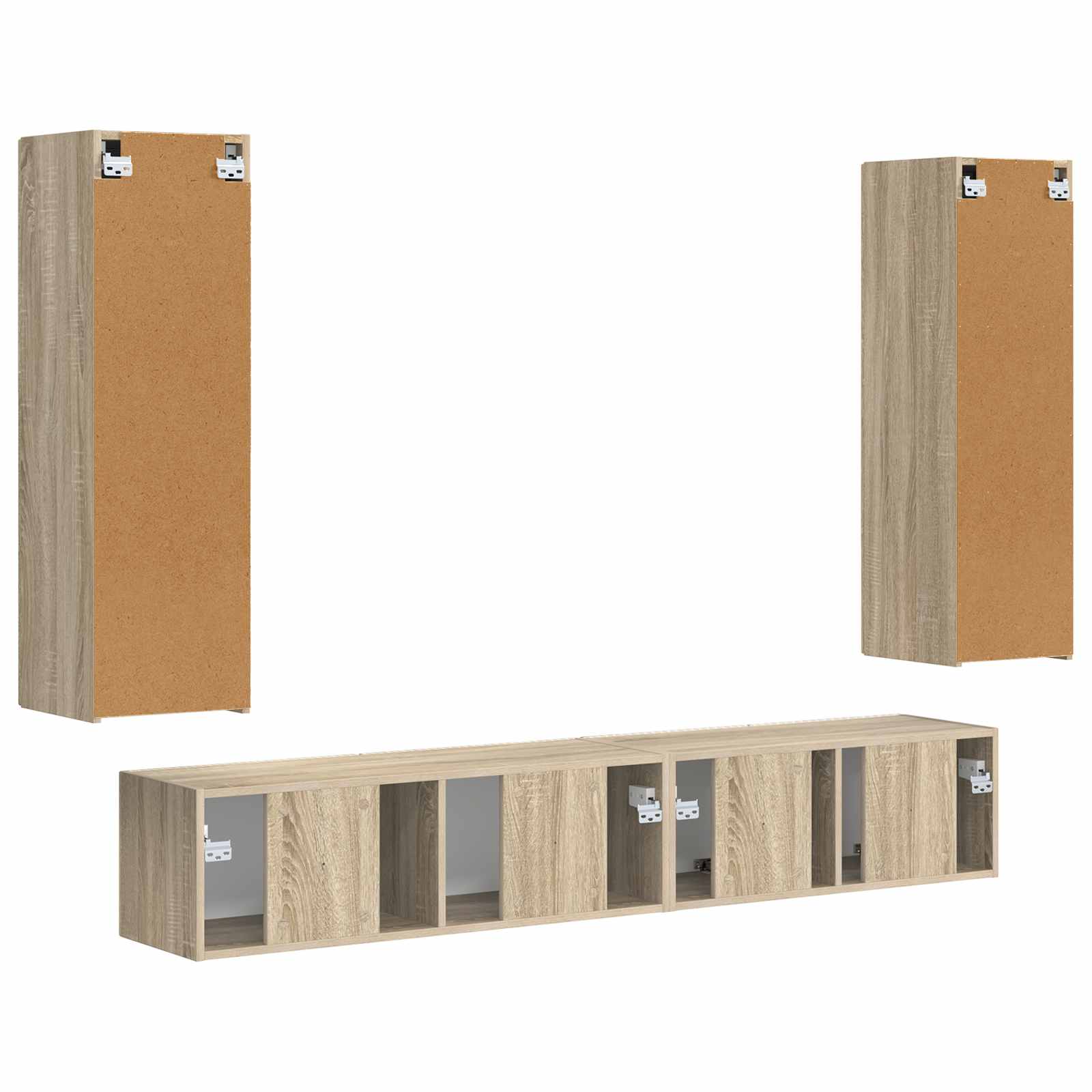 TV-Schrankset Wandmontiert 3 pcs Sonoma-Eiche Holzwerkstoff