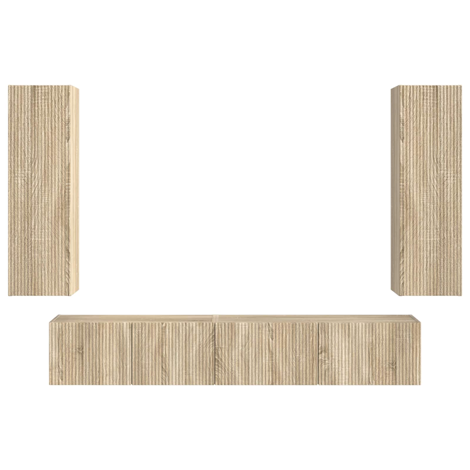 TV-Schrankset Wandmontiert 3 pcs Sonoma-Eiche Holzwerkstoff