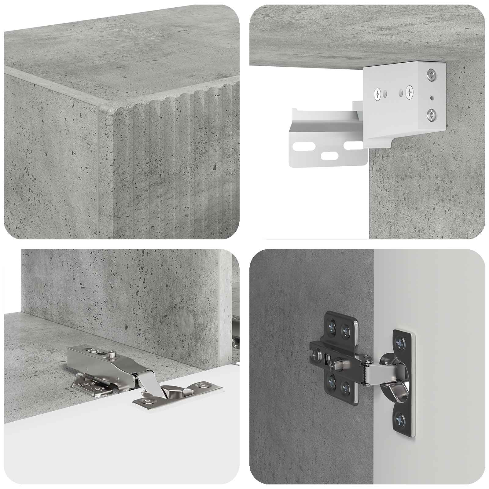 TV-Schrankset Wandmontiert 3 pcs Beton Grau Holzwerkstoff