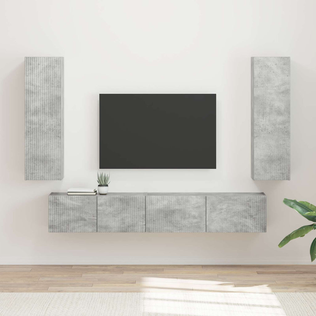 TV-Schrankset Wandmontiert 3 pcs Beton Grau Holzwerkstoff