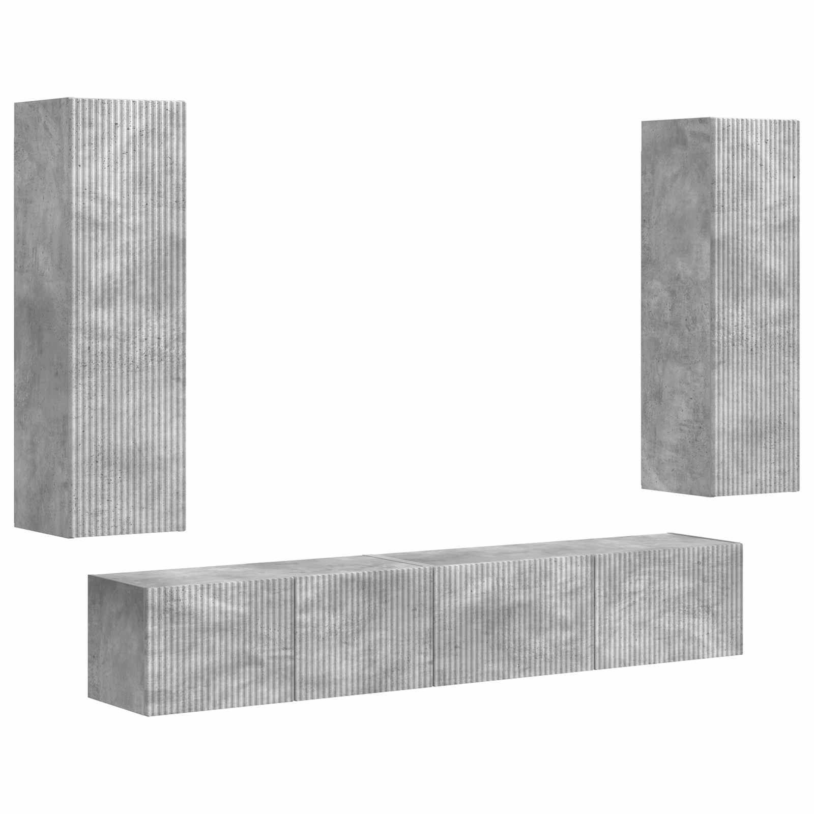 TV-Schrankset Wandmontiert 3 pcs Beton Grau Holzwerkstoff