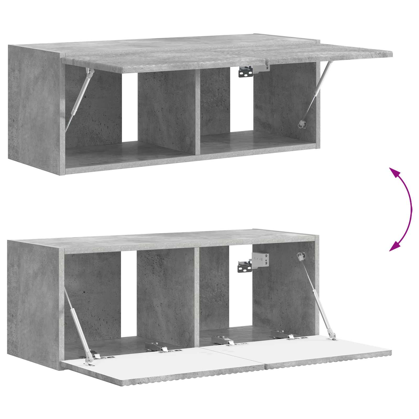 TV-Schrankset Wandmontiert 3 pcs Beton Grau Holzwerkstoff