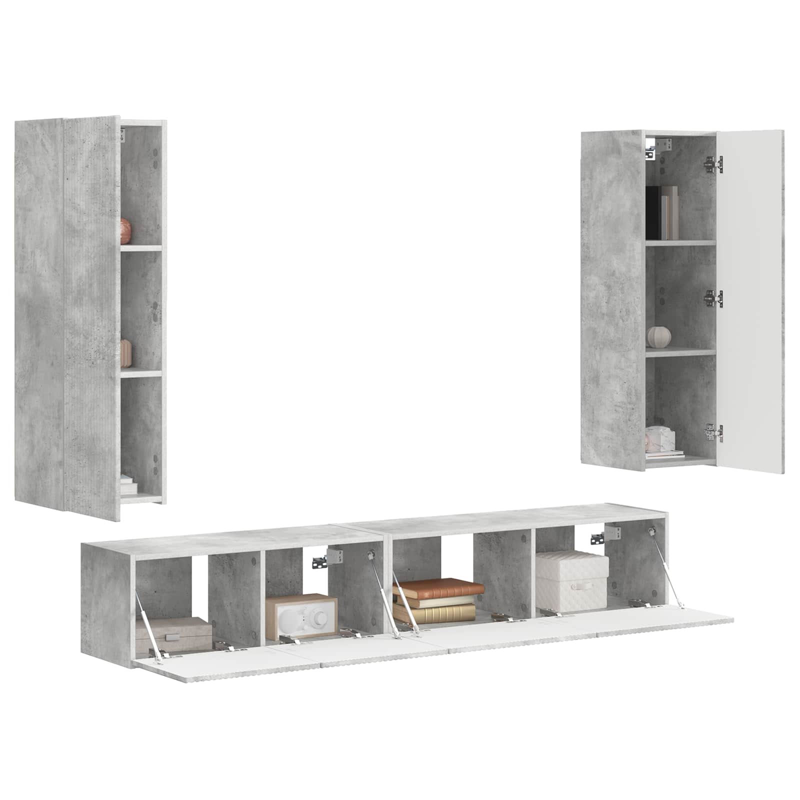 TV-Schrankset Wandmontiert 3 pcs Beton Grau Holzwerkstoff