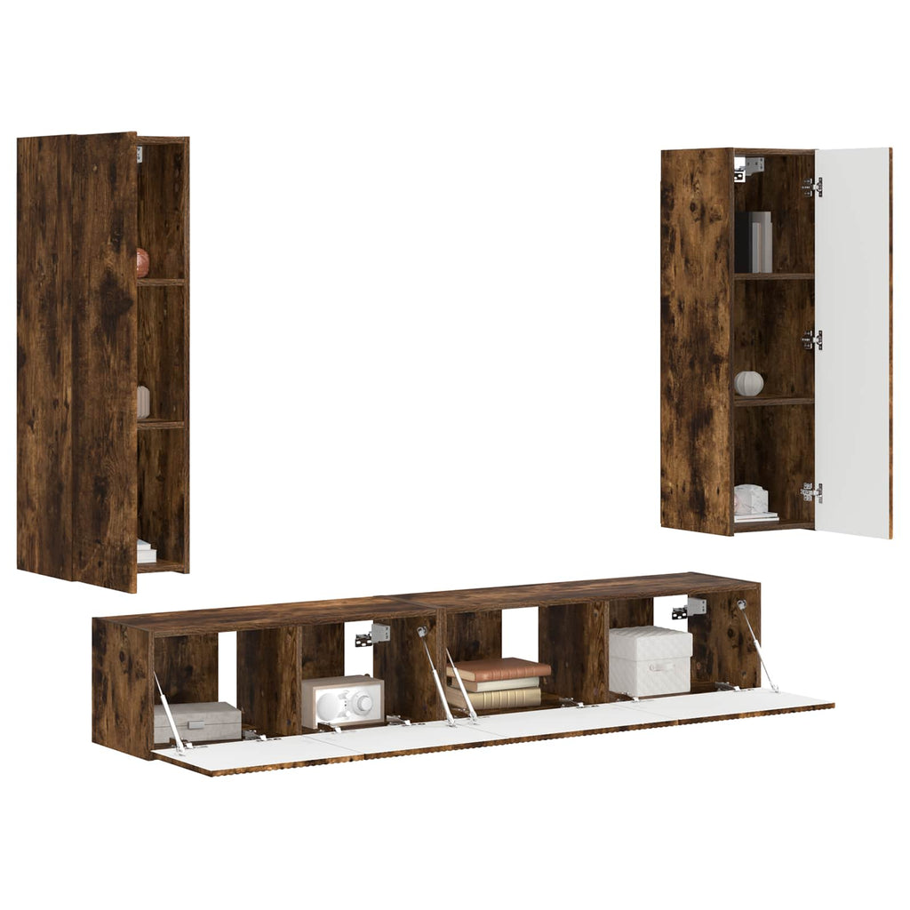 TV-Schrankset 3 pcs Geräucherte Eiche Holzwerkstoff