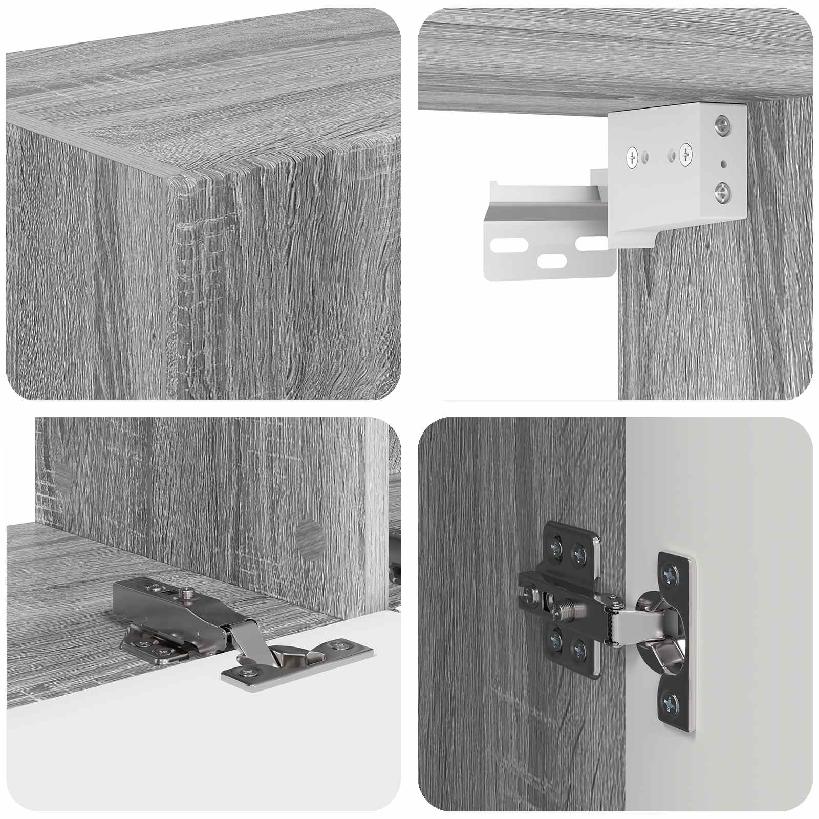 TV-Schrankset Wandmontiert 3 pcs Graues Sonoma Holzwerkstoff
