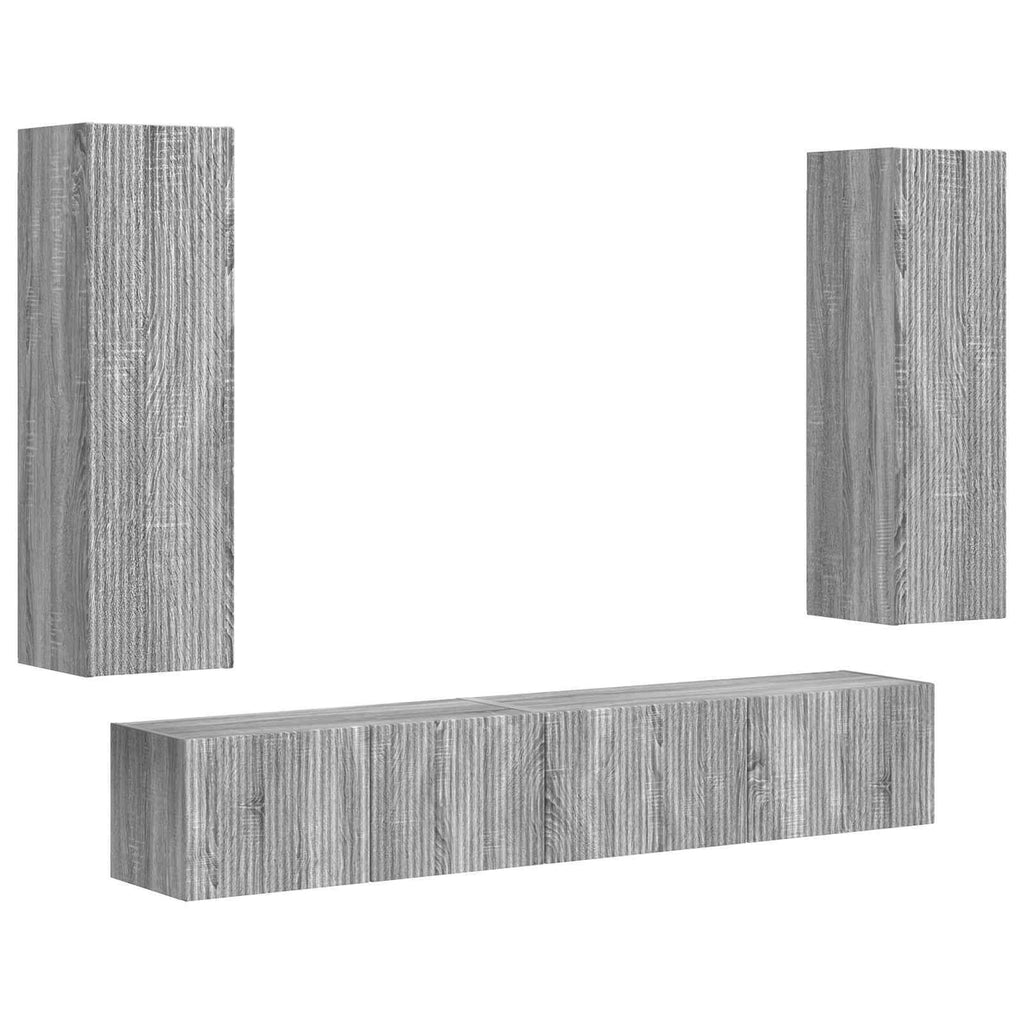 TV-Schrankset Wandmontiert 3 pcs Graues Sonoma Holzwerkstoff