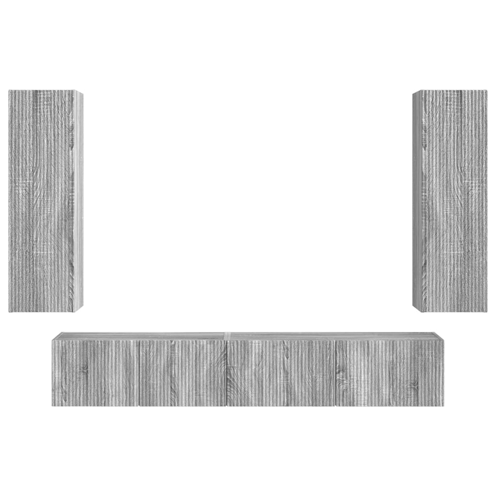 TV-Schrankset Wandmontiert 3 pcs Graues Sonoma Holzwerkstoff