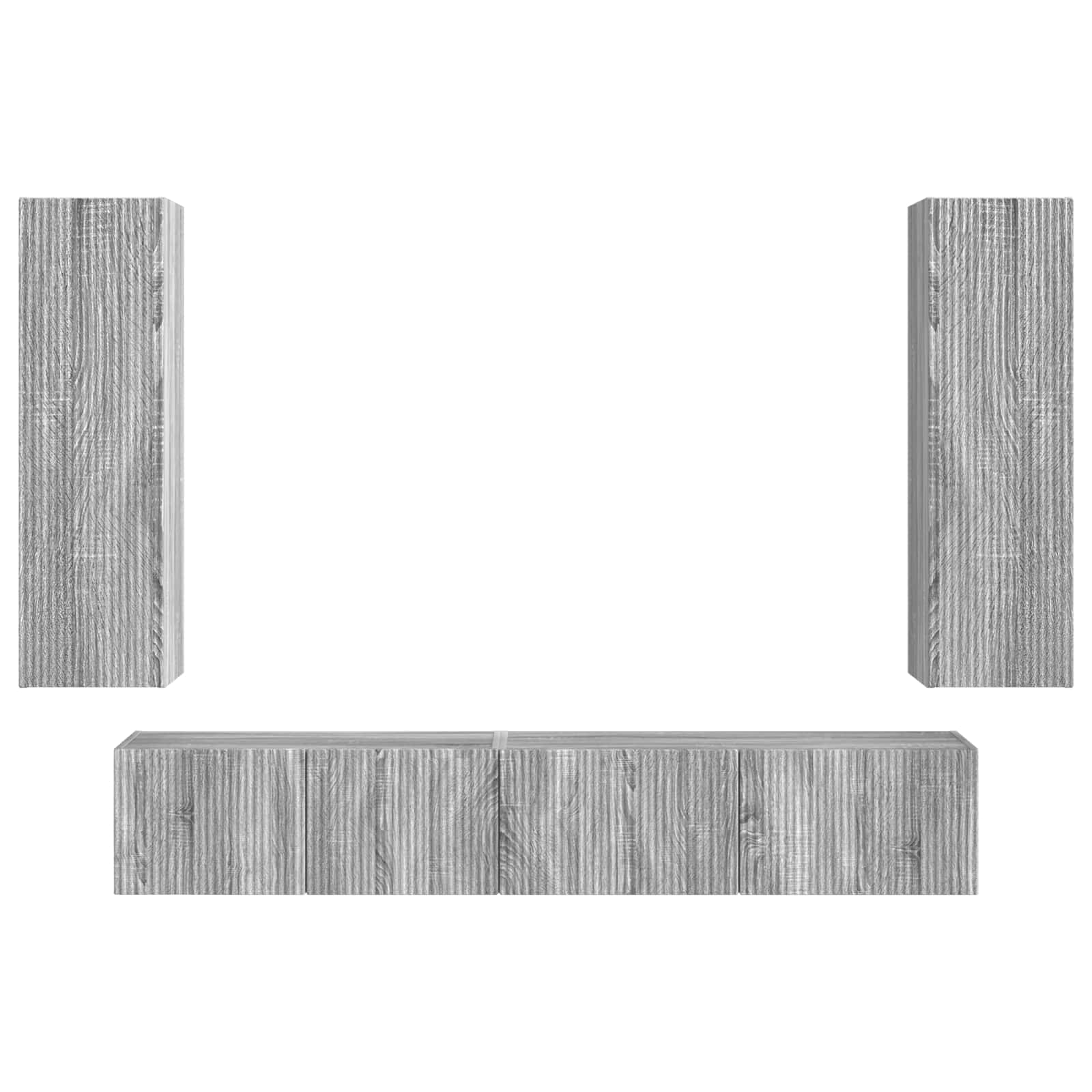 TV-Schrankset Wandmontiert 3 pcs Graues Sonoma Holzwerkstoff