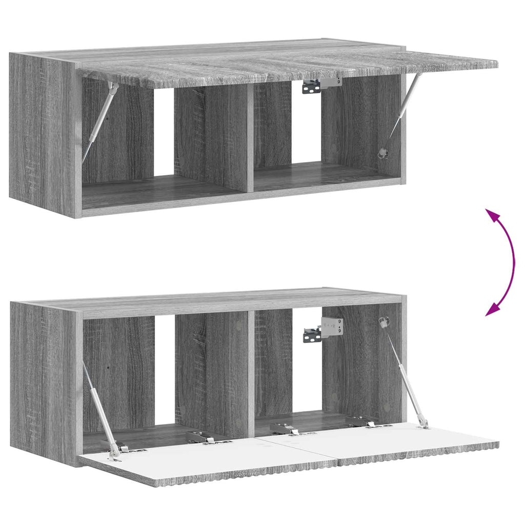 TV-Schrankset Wandmontiert 3 pcs Graues Sonoma Holzwerkstoff