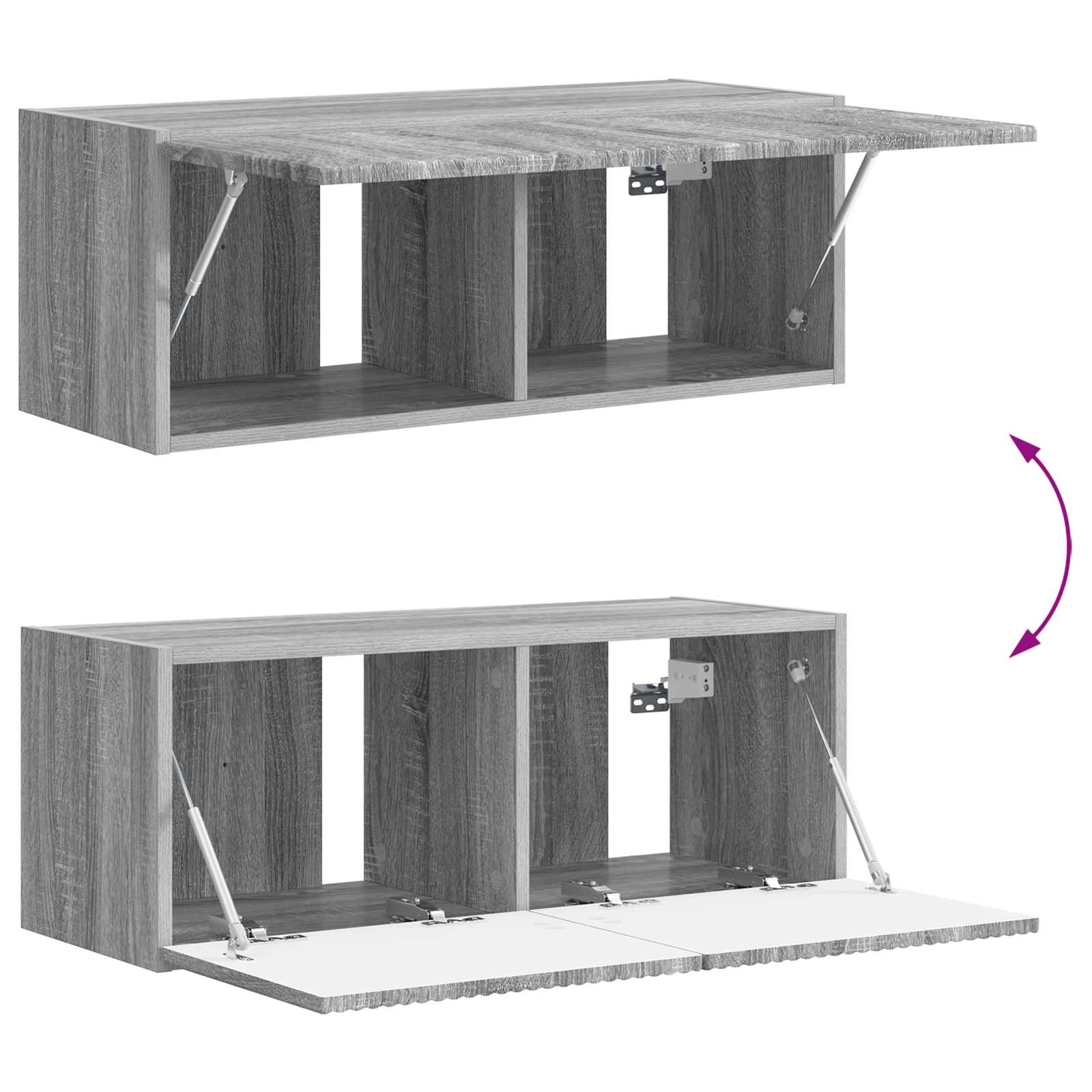 TV-Schrankset Wandmontiert 3 pcs Graues Sonoma Holzwerkstoff