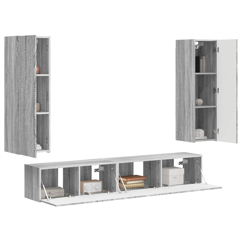 TV-Schrankset Wandmontiert 3 pcs Graues Sonoma Holzwerkstoff