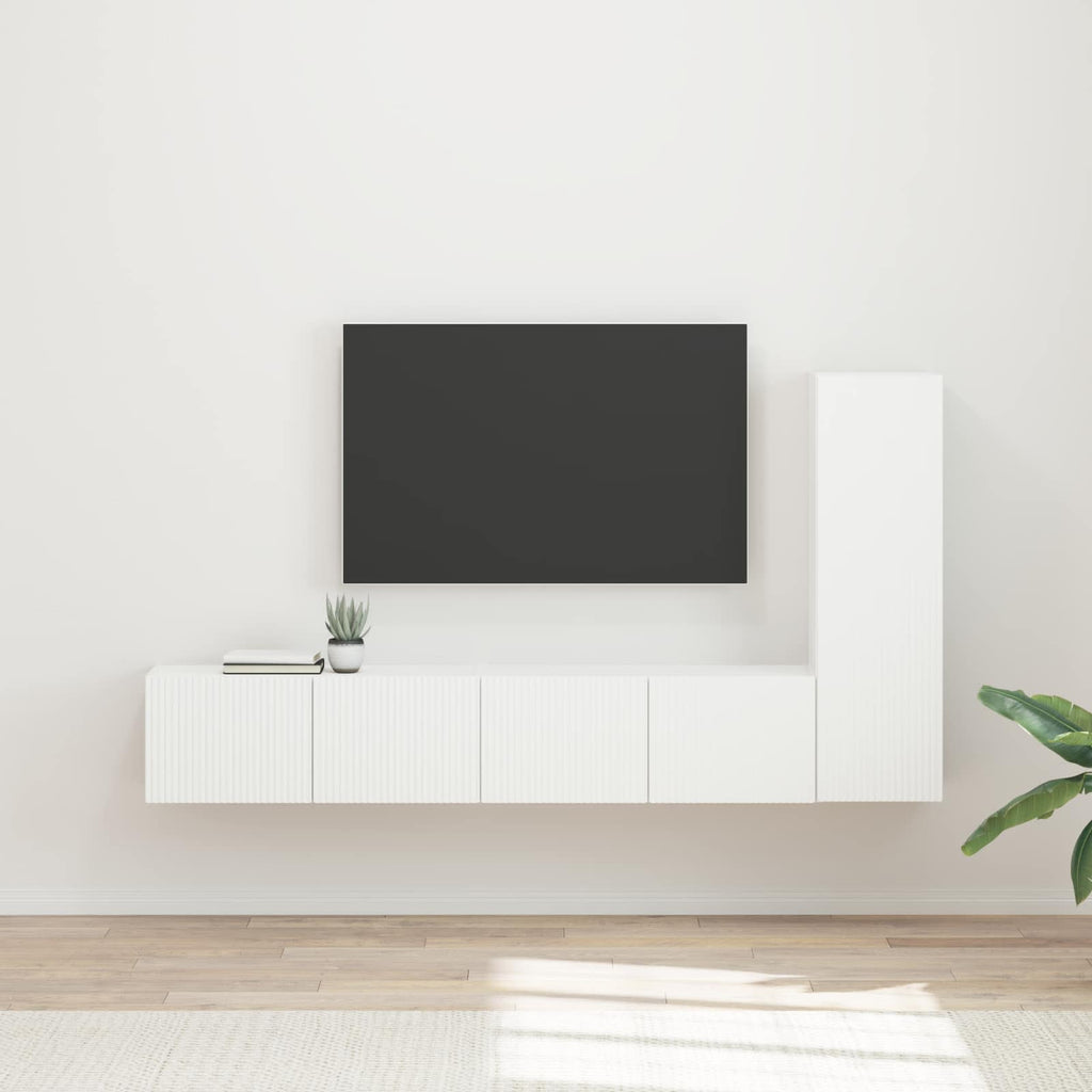 TV-Schrankset Wandmontiert 3 pcs Weiß Holzwerkstoff