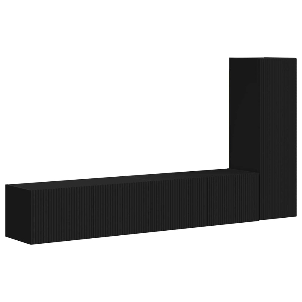 TV-Schrankset Wandmontiert 3 pcs Schwarz Holzwerkstoff
