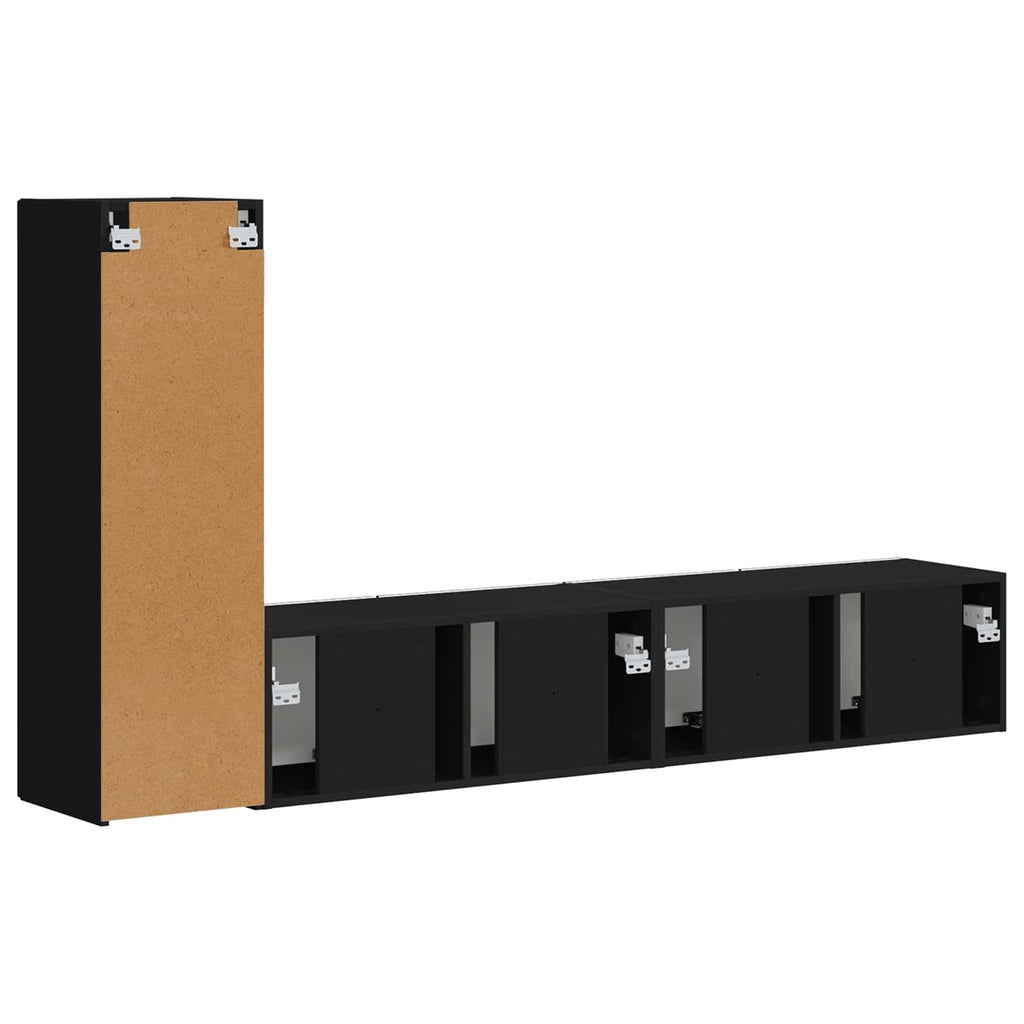 TV-Schrankset Wandmontiert 3 pcs Schwarz Holzwerkstoff