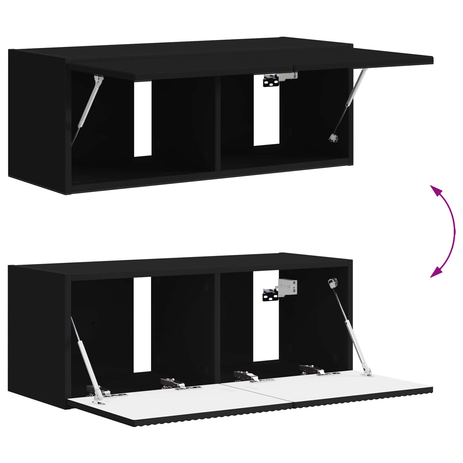 TV-Schrankset Wandmontiert 3 pcs Schwarz Holzwerkstoff