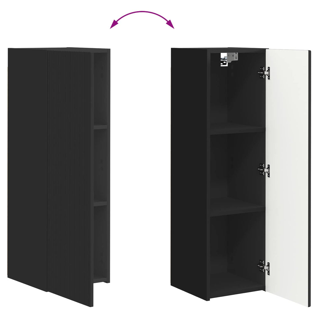 TV-Schrankset Wandmontiert 3 pcs Schwarz Holzwerkstoff