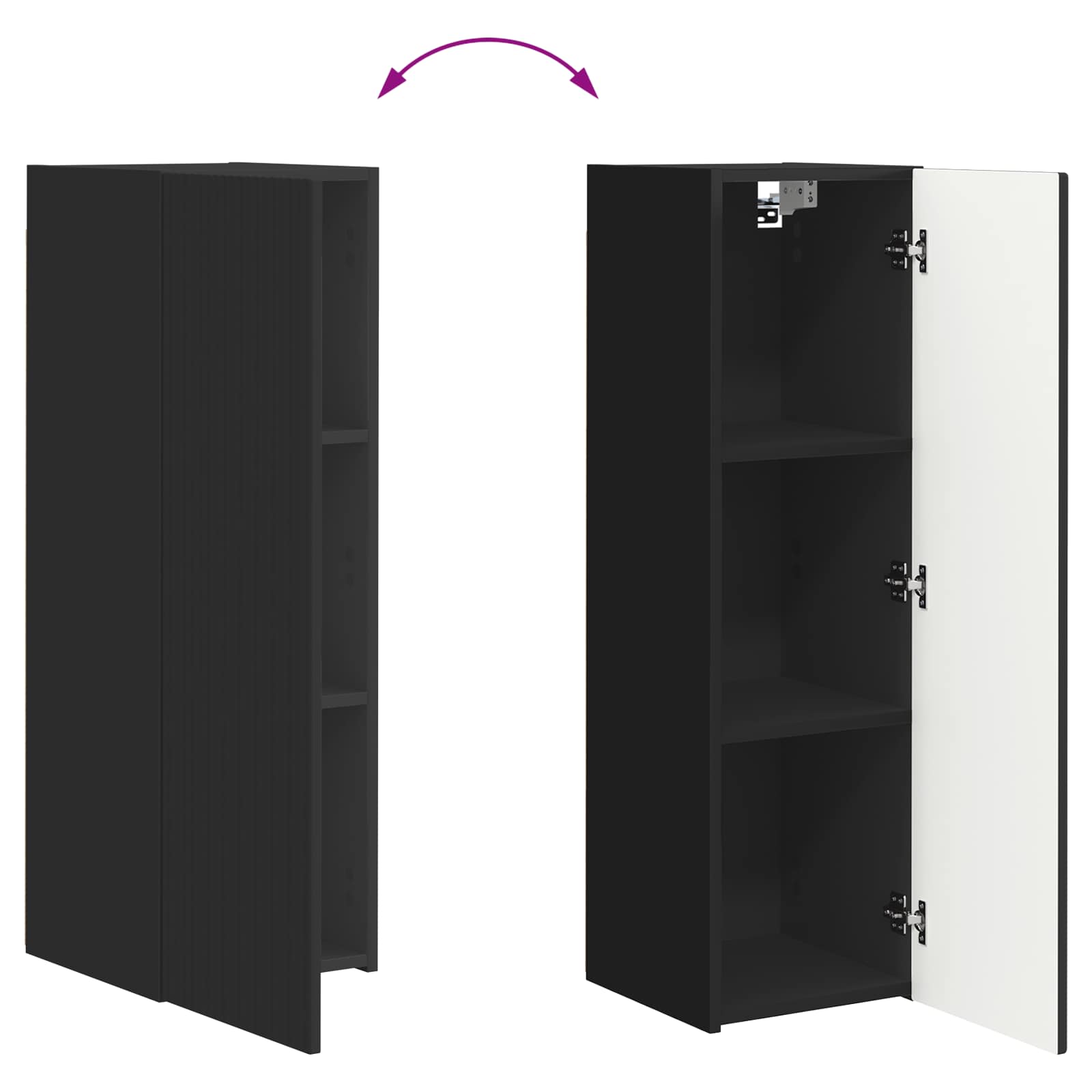 TV-Schrankset Wandmontiert 3 pcs Schwarz Holzwerkstoff