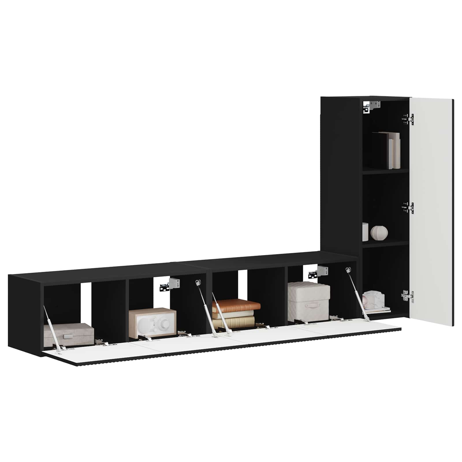 TV-Schrankset Wandmontiert 3 pcs Schwarz Holzwerkstoff