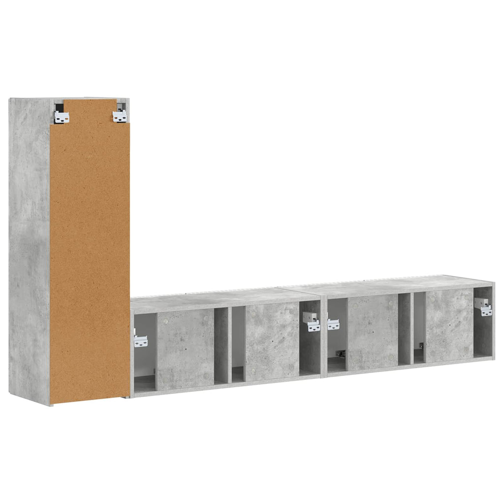 TV-Schrankset Wandmontiert 3 pcs Beton Grau Holzwerkstoff