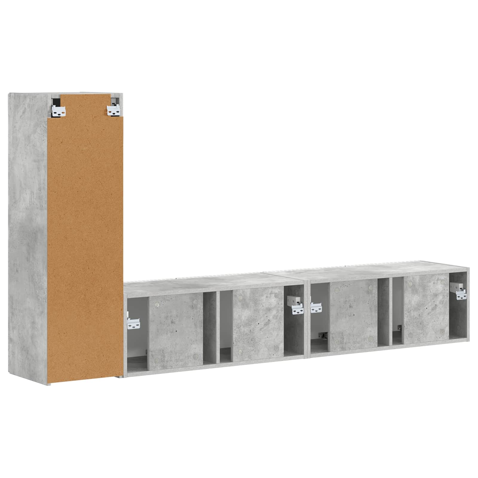 TV-Schrankset Wandmontiert 3 pcs Beton Grau Holzwerkstoff