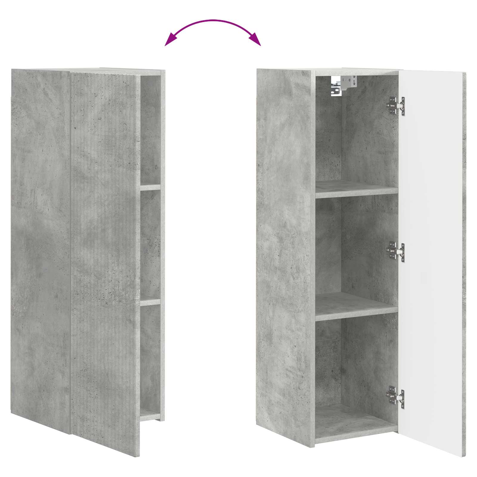 TV-Schrankset Wandmontiert 3 pcs Beton Grau Holzwerkstoff
