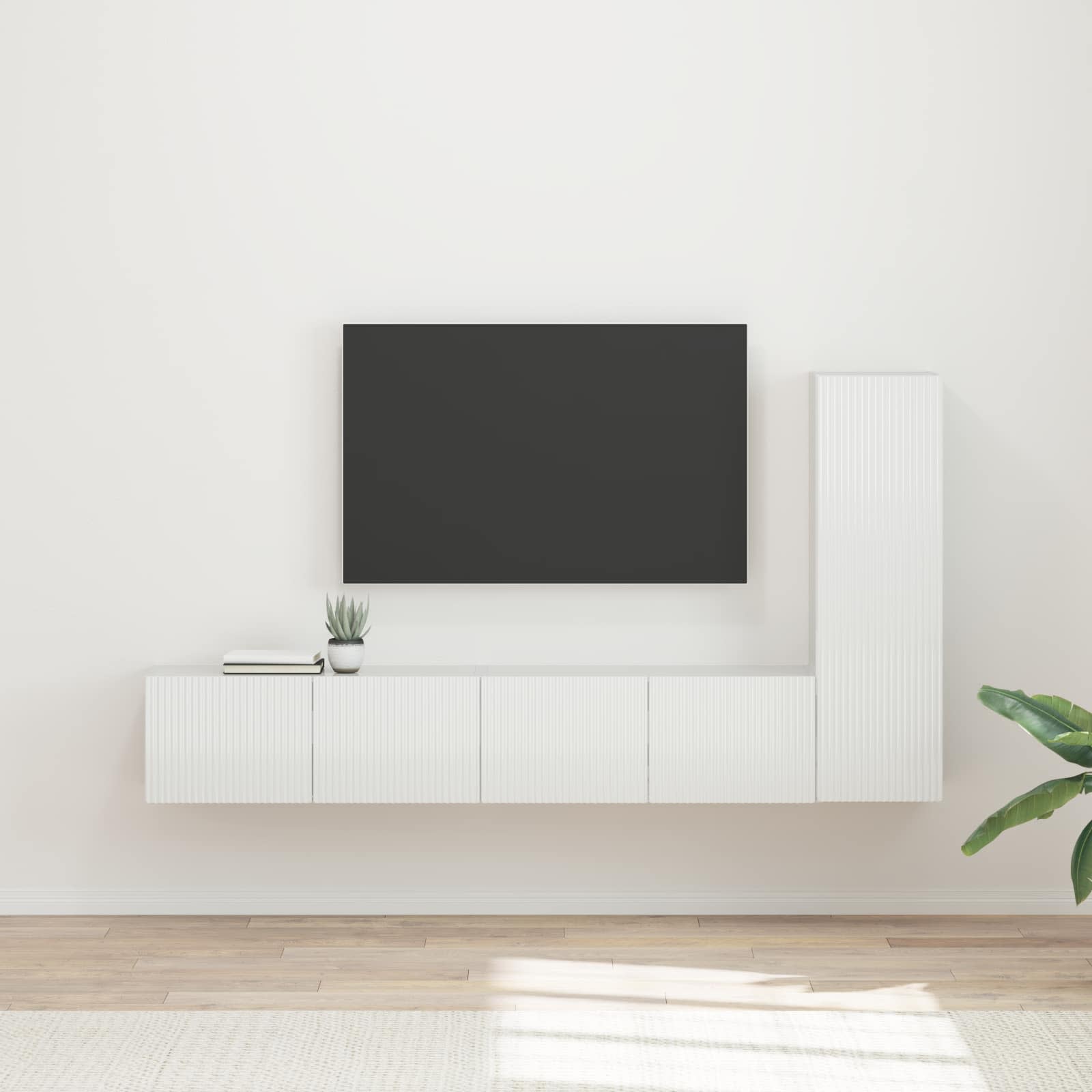 TV-Schrankset Wandmontiert 3 pcs Hochglanz Weiß Holzwerkstoff