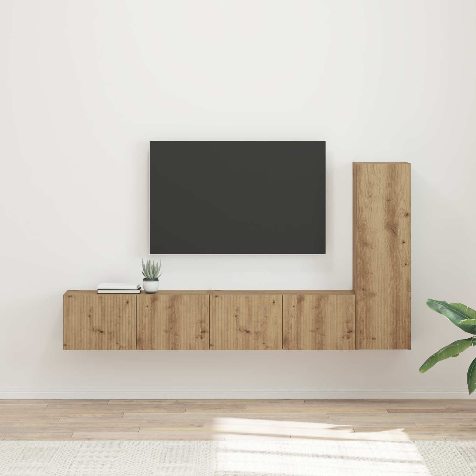 TV-Schrankset Wandmontiert 3 pcs Artisan-Eiche Holzwerkstoff