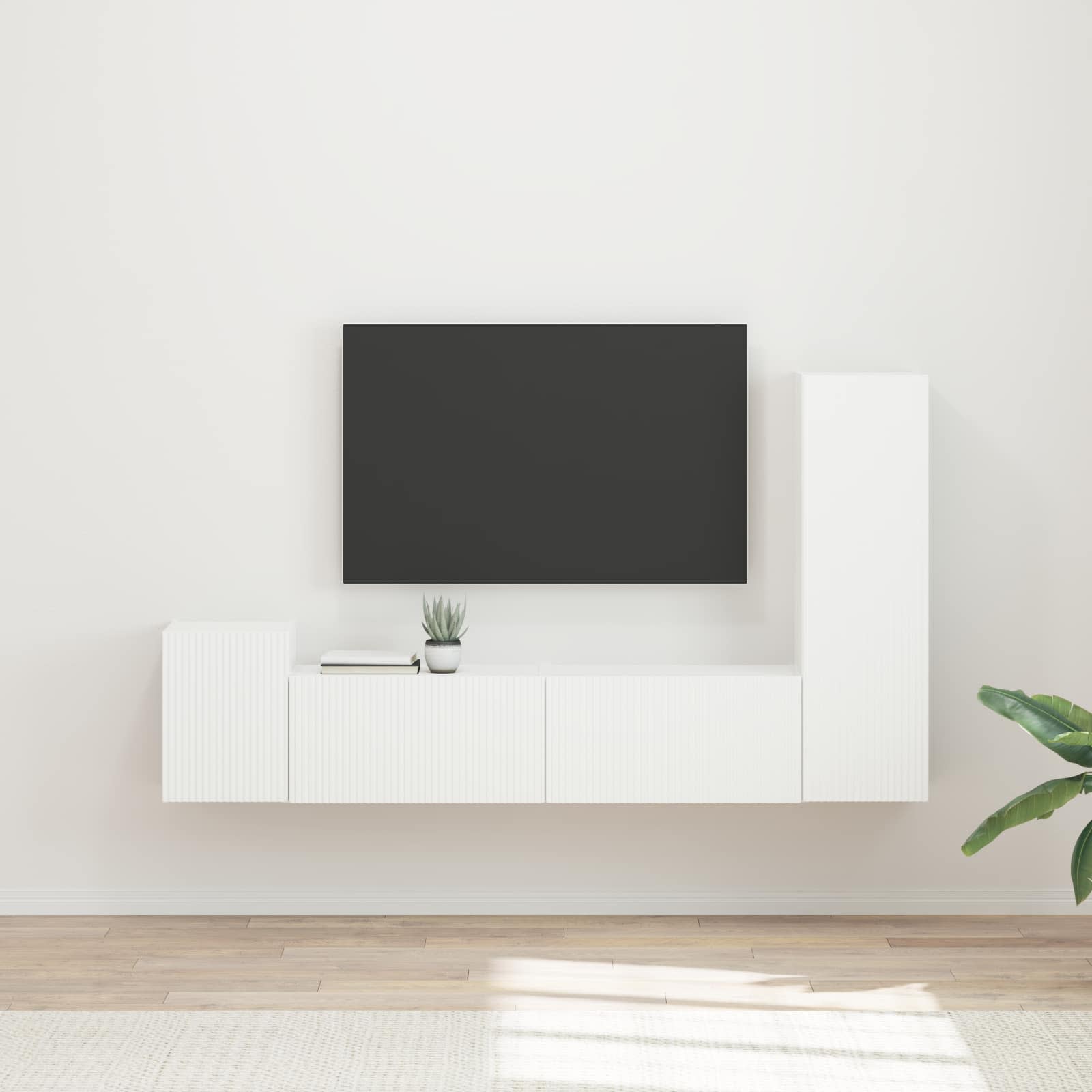 TV-Schrankset Wandmontiert 4 pcs Weiß Holzwerkstoff