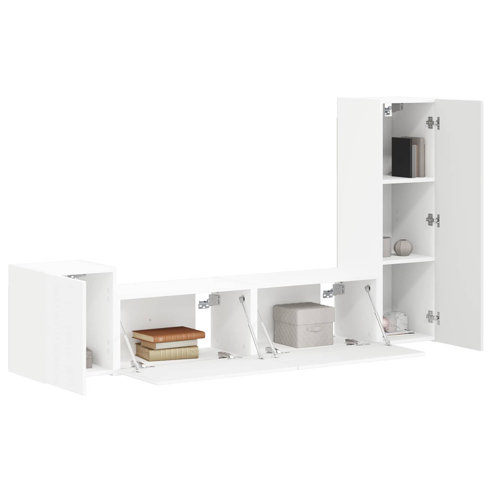 TV-Schrankset Wandmontiert 4 pcs Weiß Holzwerkstoff