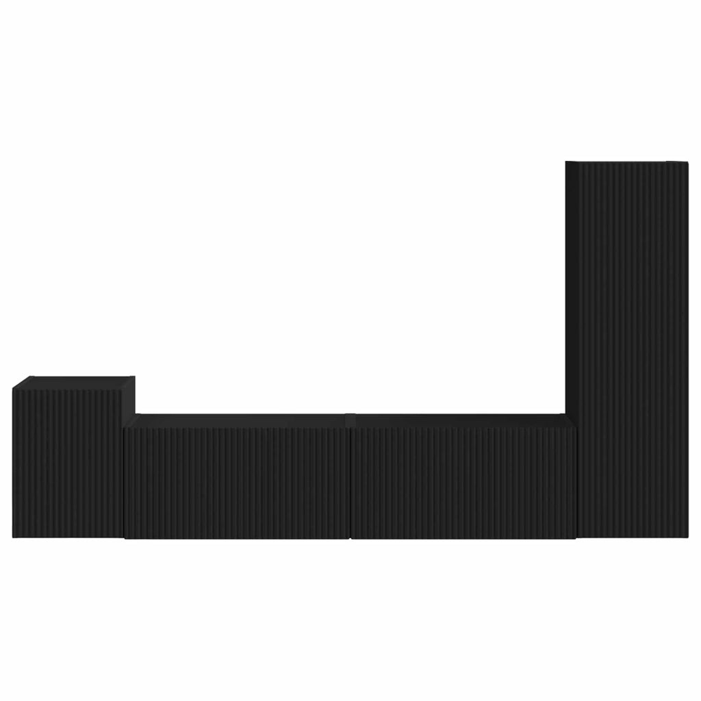 TV-Schrankset Wandmontiert 4 pcs Schwarz Holzwerkstoff