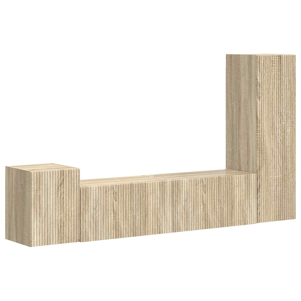 TV-Schrankset Wandmontiert 4 pcs Sonoma-Eiche Holzwerkstoff