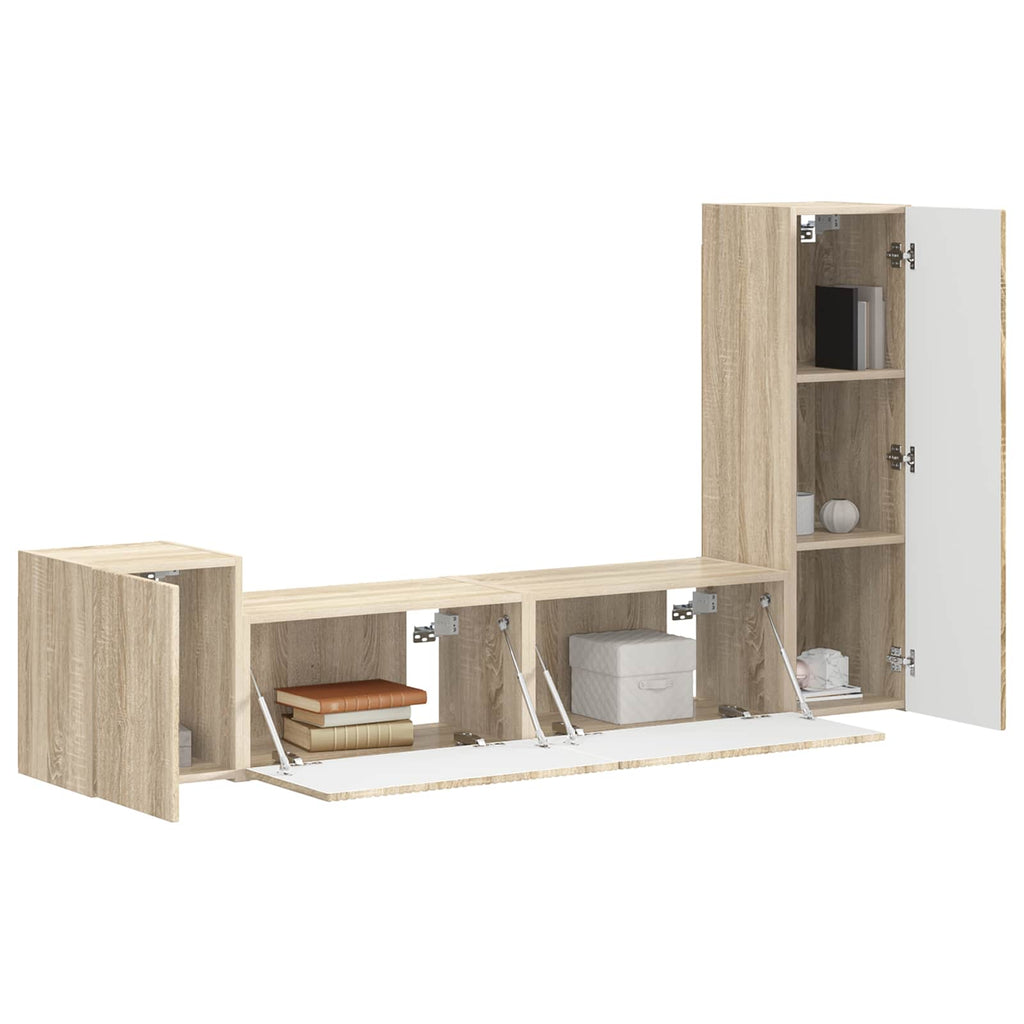 TV-Schrankset Wandmontiert 4 pcs Sonoma-Eiche Holzwerkstoff