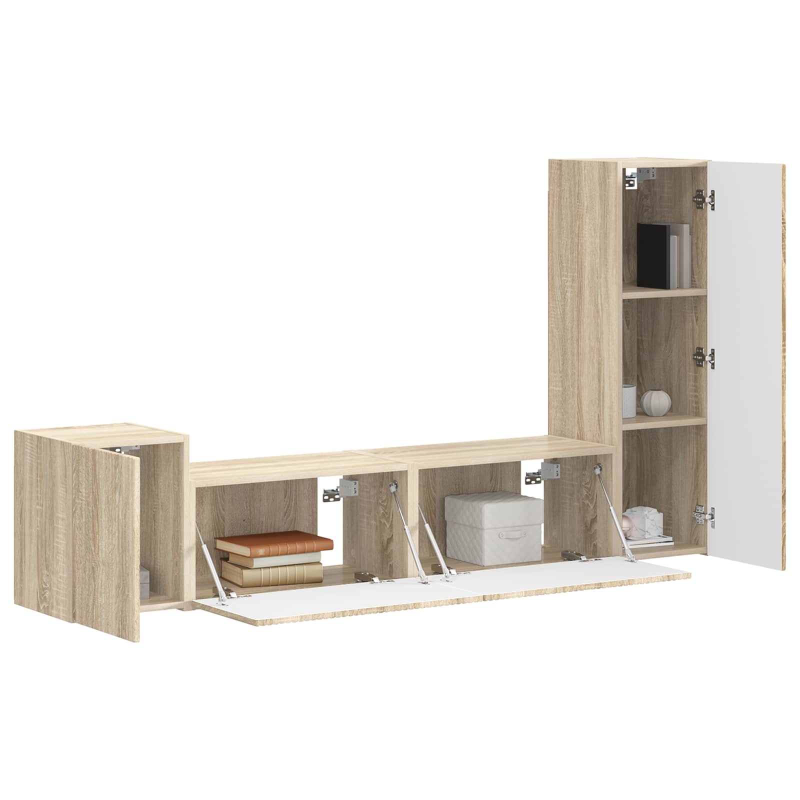 TV-Schrankset Wandmontiert 4 pcs Sonoma-Eiche Holzwerkstoff
