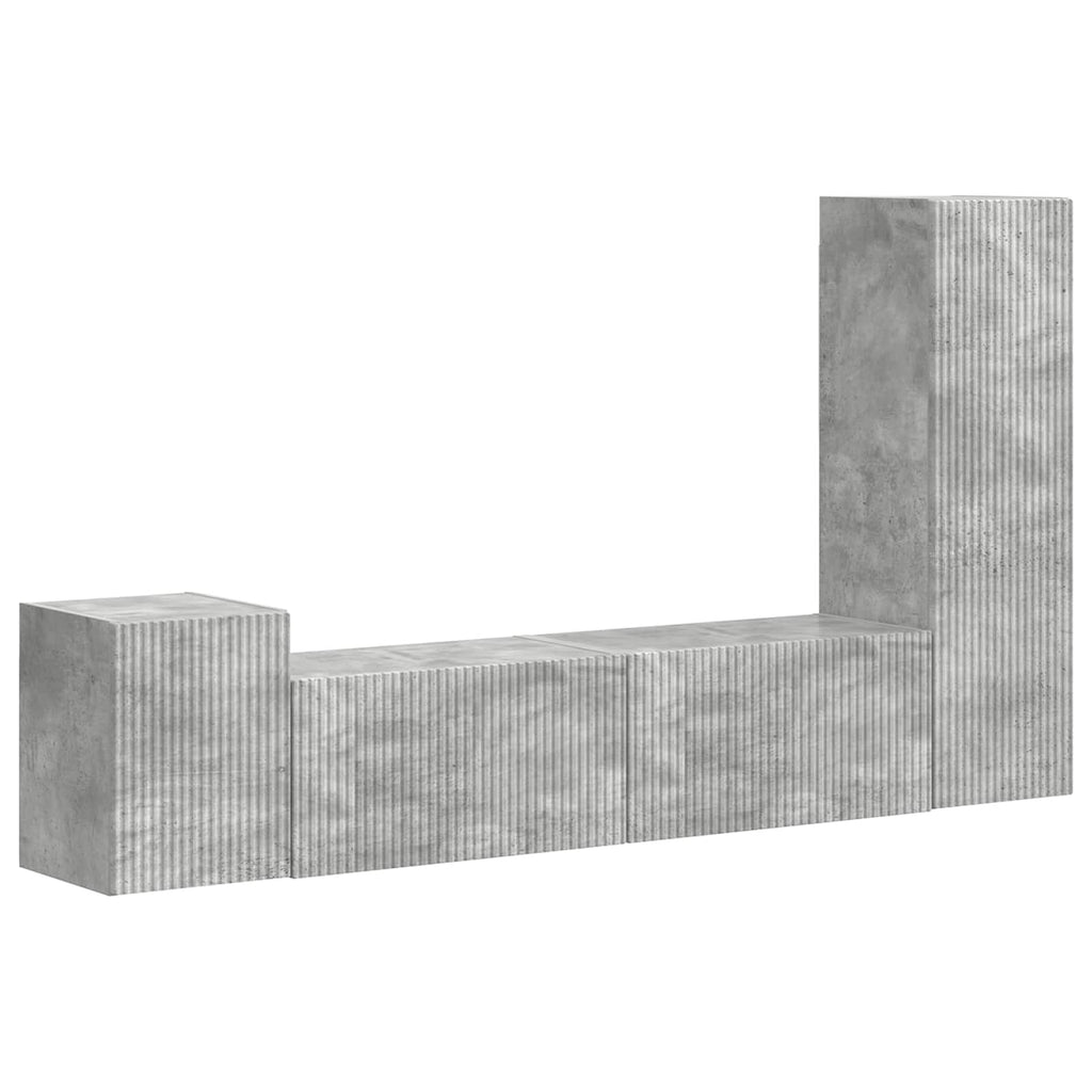 TV-Schrankset Wandmontiert 4 pcs Beton Grau Holzwerkstoff