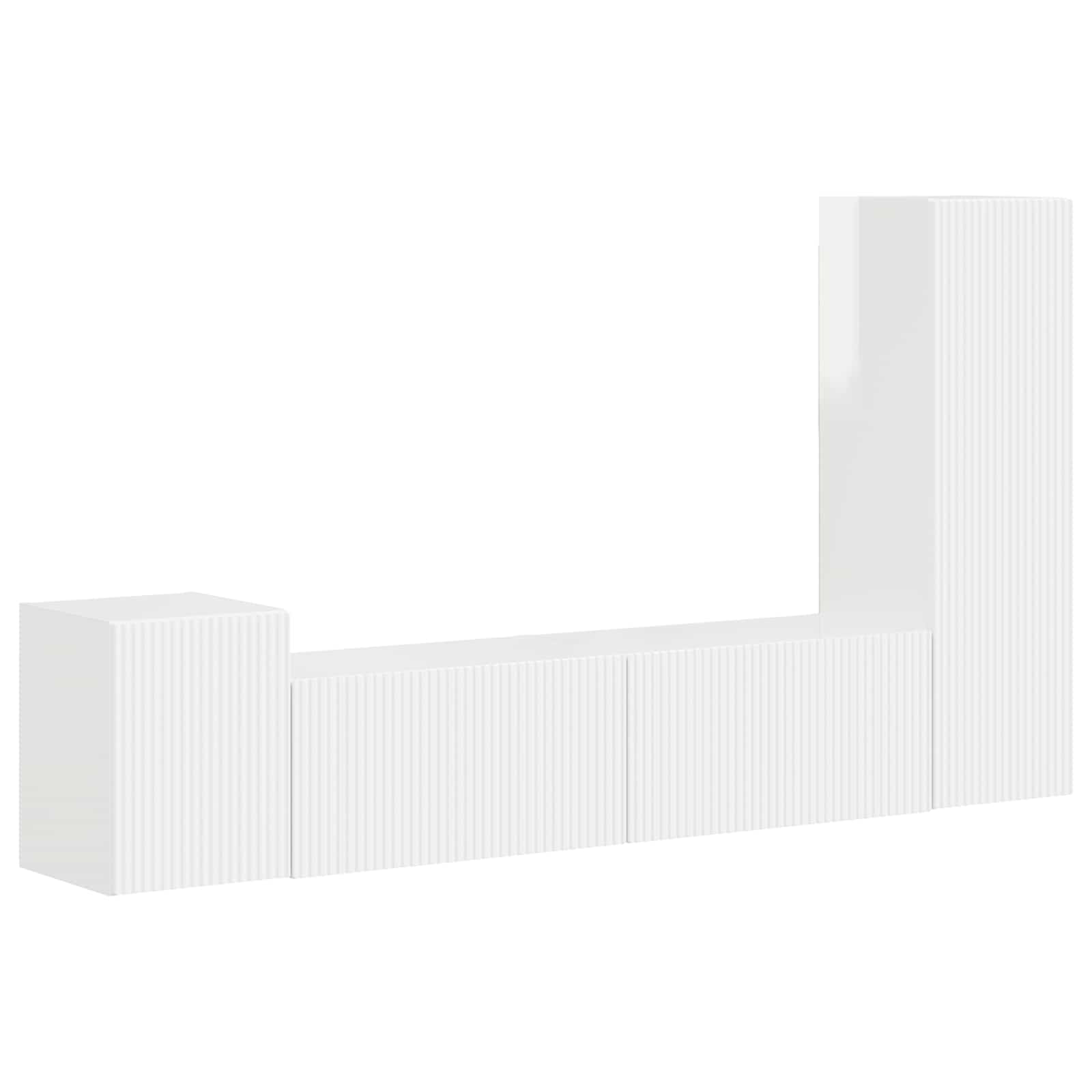 TV-Schrankset Wandmontiert 4 pcs Hochglanz Weiß Holzwerkstoff
