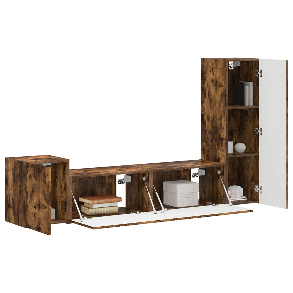 TV-Schrankset 4 pcs Geräucherte Eiche Holzwerkstoff